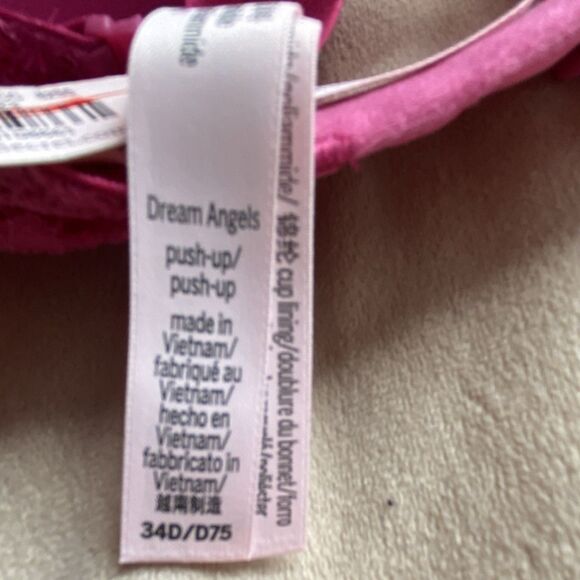 Victoria's Secret Dream Angels Push Up Bra Pink Lace 34D Adjustable - Picture 8 of 8